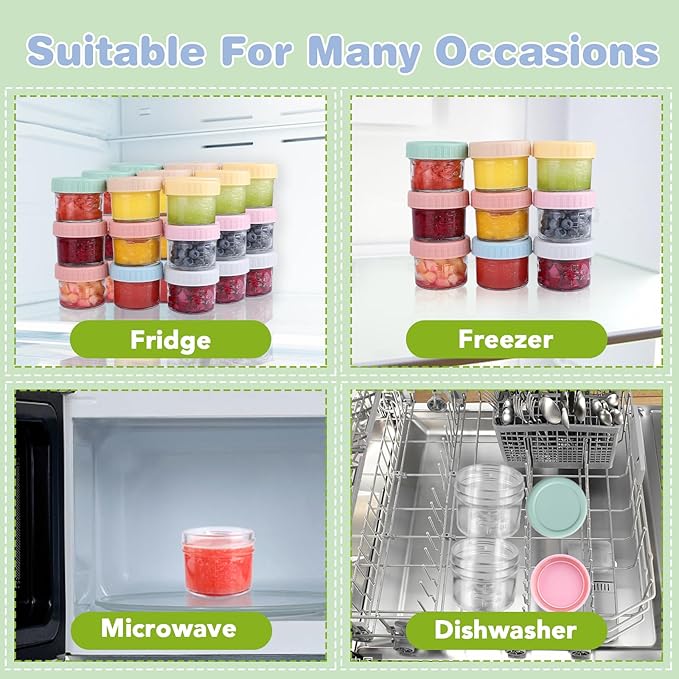 32-Pack Leakproof 4oz Glass Baby Food Jars With Lids - BPA Free, Freezer & Microwave Safe-CubbioJoy