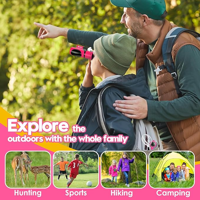 Binoculars for Kids, Toys for 3-12 Year Old Girls and Boys, Bird Watching Hiking 4 5 6 7 8 9 Year Old Girl Boy Christmas Birthday Gifts, Outdoor Toys for Kid Set with Magnifying Glass & Compass-CubbioJoy