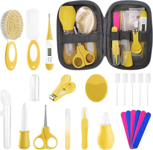 Baby Healthcare and Grooming Kit for Newborn Kids, 24PCS Upgraded Safety Baby Care Kit, Newborn Nursery Health Care Set, Baby Care Products (Yellow)-CubbioJoy