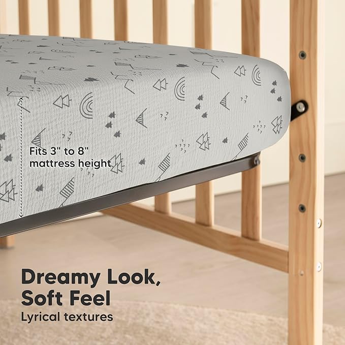 KeaBabies 2-Pack Muslin Crib Sheets for Boys, Girls - 100% Organic Cotton Fitted Baby Crib Mattress Sheet, Soft Breathable Standard Toddler Bed Cover Bedding Set, Neutral, Durable 52x28 (Woodland)-CubbioJoy