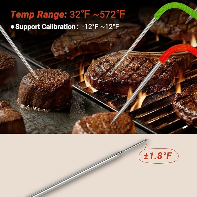 Inkbird WiFi Meat Thermometer for Grilling, Unlimited Rang Rechargeable BBQ Thermometer APP Calibration, Temp Graph Mobile Notification, 4 Colorful Probes Food Thermometer for Pellet Smoker Oven-CubbioJoy