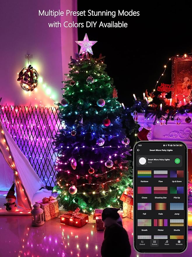 Brizled Smart RGB Fairy Lights Pro, 66FT 200 LED Orange Purple Halloween String Lights, Color Changing Christmas Fairy Light App Controlled, Dimmable Tree Light Music Sync Work with Google Home Alexa-CubbioJoy
