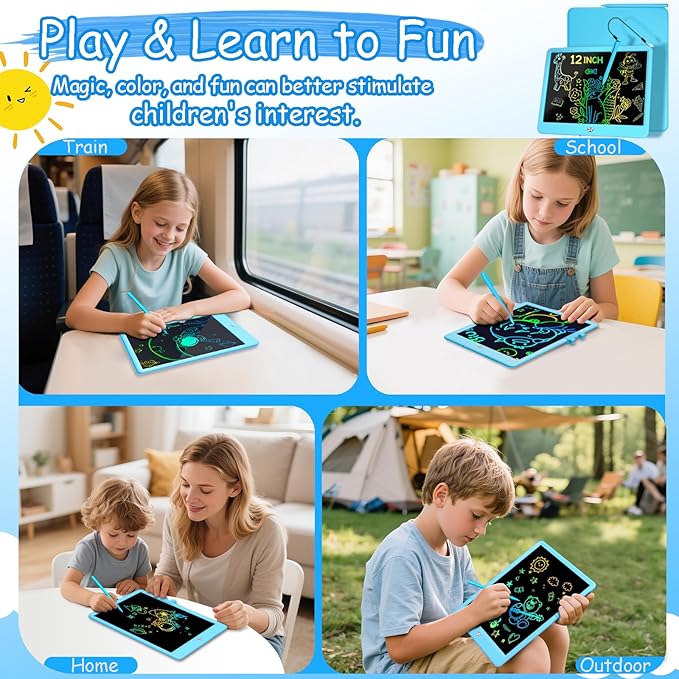 Decute Kids Toys LCD Writing Tablet with Stylus, 10 Inch Erasable Toddlers Doodle Board, Reusable Drawing Pad for Kids, Educational Christmas Birthday Gift for 3 4 5 6 7 8 Girls Boys Toddler Blue-CubbioJoy