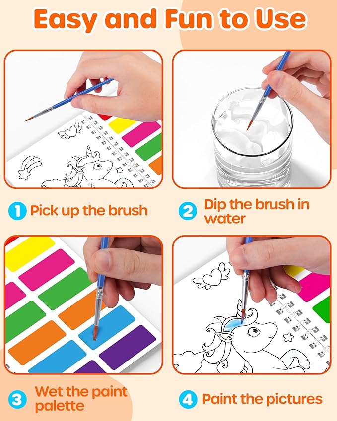D-FantiX 24 Pack Paint with Water Coloring Books for Kids Ages 4-8-12, Birthday Party Favors Bulk Gifts Goodie Bag Stuffers, Arts and Crafts Classroom Prizes Rewards, Back to School Gifts for Students-CubbioJoy