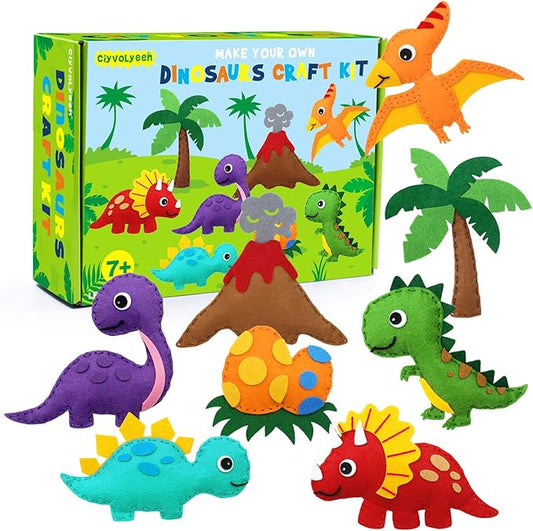 CiyvoLyeen Dinosaur Sewing Kit Dinosaur Felt Animal DIY Crafts for Girls and Boys Educational Sewing for Kids Art Craft Kits for Beginners-CubbioJoy
