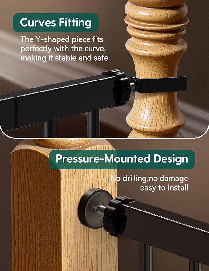 Babelio Baby Gate for Doorways and Stairs, 26-40" Auto Close Dog Gate, Easy-Install Pressure Mounted Satey Door, No Drilling Safety Gate for Child and Pets, Pressguard, Black-CubbioJoy