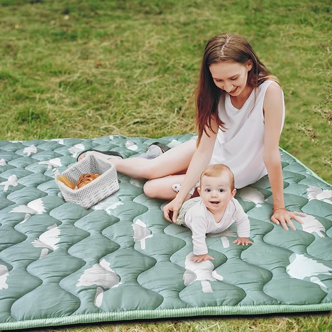 Baby Play Mat, 50x50 Playpen Mat with Super Soft Touch, Activity Mats with Upgraded Anti-Slip Bottom, Machine Washable Crawling Mats for Floor & Picnic(Trees)-CubbioJoy