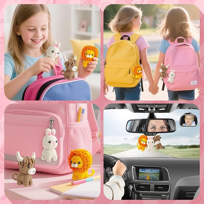 Crochet Kit for Beginners, Amigurumi Crochet Animal Kits, Crocheting Kit for Starters Adult Kids with Step-by-Step Video Tutorials, Animal Kits with Highland Cow, Lion, Bunny-CubbioJoy