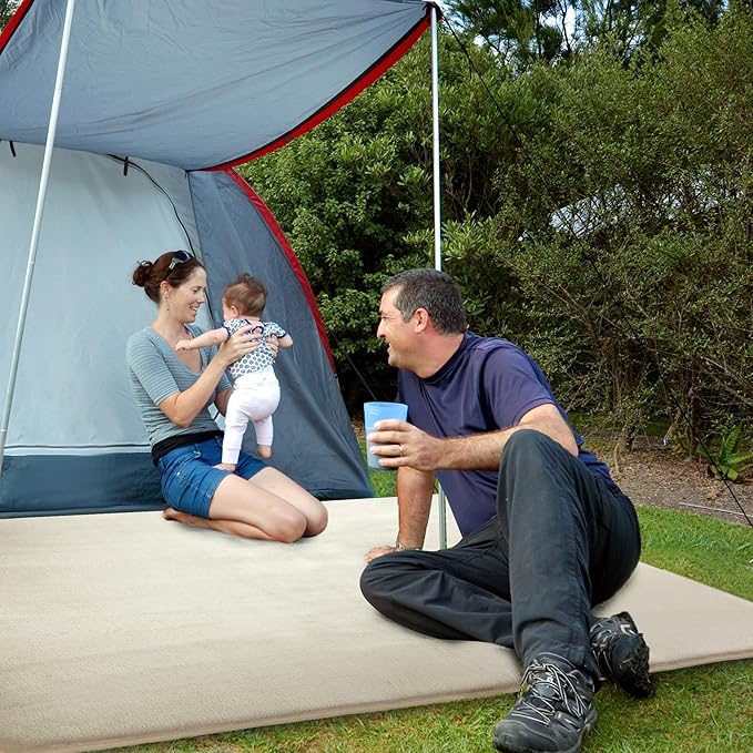 BALAPET Thick Memory Foam 71x59 Play Mat for Playpen, Super Soft Velvet Portable Baby Playpen Mat for Kids Toddler Crawling and Play, Non-Slip Bottom Playmat, Cream-CubbioJoy