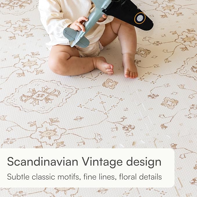 Baby Play Mat for Floor – 6x6ft Vintage Vanilla | Soft Non Toxic Premium EVA Foam Tiles for Tummy Time, Crawling & Playroom – Waterproof Floor Mat for Babies & Toddlers Lillefolk (9 Tiles)-CubbioJoy