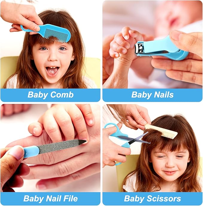 Baby Grooming Kit, Infant Safety Care Set with Hair Brush Comb Nail Clipper Nasal Aspirator,Baby Essentials Kit for Newborn Girls Boys-CubbioJoy