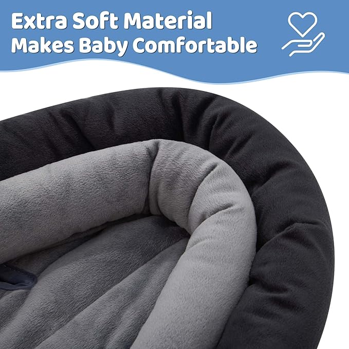 Pro Goleem Breathable 3-in-1 Infant Car Seat Head Support, Soft Infant Car Seat Insert, Carseat Cushion for Toddler, Perfect for Car Seat, Strollers, Swings, Carrier, Bouncer, Black and Grey-CubbioJoy