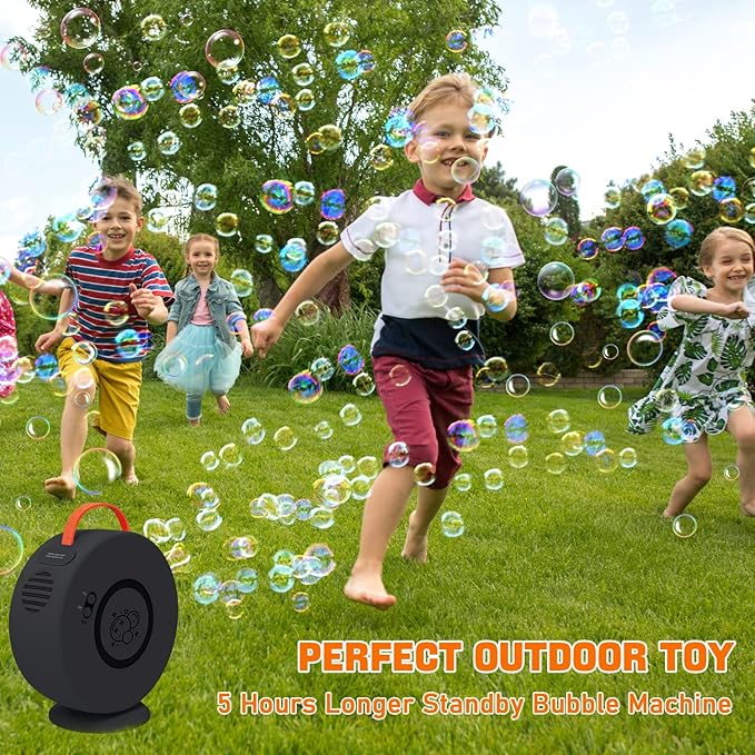 Bubble Machine Automatic Bubble Blower for Kids Toddlers Rechargeable Battery Portable Bubble Maker Electric Bubble Machine Auto Rotating 90°/360° Outdoor Toy for Birthday Party Wedding-CubbioJoy
