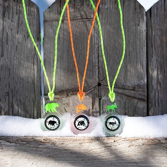 Big Discoveries Wildlife Compass for Kids - Children's Compasses for Camping, Hiking, and Exploring | Break-Away Neon Lanyard-CubbioJoy