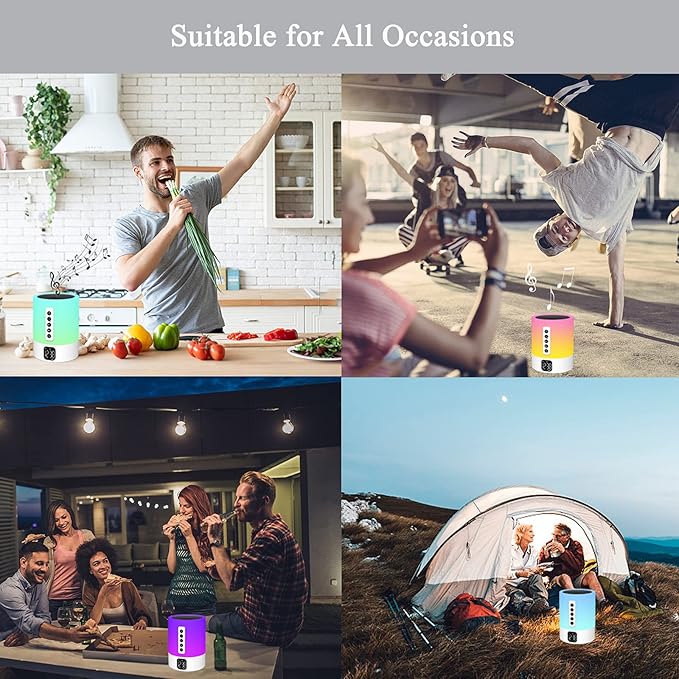 Alarm Clock Bluetooth Speaker, Night Light White Noise Machine Touch Bedside Lamp with Alarm Clock for Kids Multi-Color Changing Night Light Xmas Gifts for Teenage Girls Boys Women Teen Girl Gifts-CubbioJoy