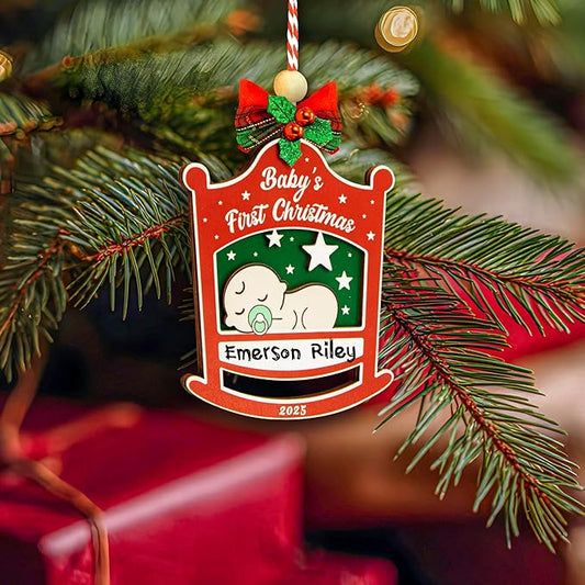 Baby First Christmas Ornament 2025 for Girl Boy - Baby's 1st Ideas for Parents, Babies Newborn Ornament Keepsake Babys First Xmas Ornaments for Xmas Tree Decorations-CubbioJoy