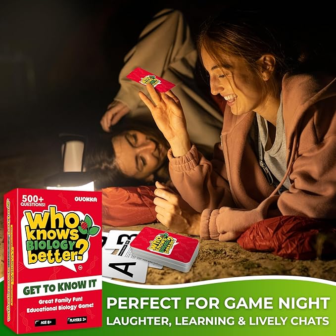 Board Games for Kids 8-12 and Family - Educational Trivia Card Game for Kids Age 8+ - Who Knows Biology Better? - 500+ Questions for Fun Learning and Family Game Night - Science Trivia for Children-CubbioJoy