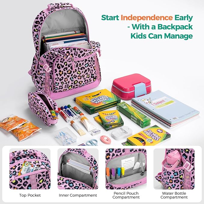 Choco Mocha Tie-Dye Backpack for Girls, Elementary School Backpack for Girls Ages 6-8 Kids Kindergarten Backpack Large Bookbag 18 Inch with Chest Strap, Colorful-CubbioJoy