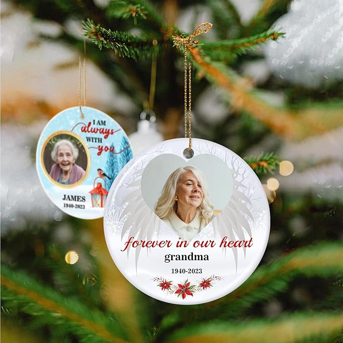 Customized Sympathy Gift for Loss of Loved One - Personalized Christmas Photo Ornaments 2025 - Custom Photo, Name, Years Memorial Gifts-CubbioJoy