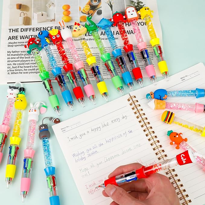 20Pcs Multicolor Pens in One 4-in-1 Cute Pens Bulk for Kids, Ballpoint Pen for Birthdays and Children's Parties, Fun Gifts Assorted Ink Kawaii Pen-CubbioJoy