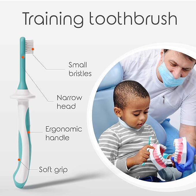 Cherish Baby Care Toddler Toothbrushes 1-2 Years (4-Pack) - BPA-Free & Safety-Tested Kids Toothbrush Kit, Designed by a Pediatric Dentist, Soft-Grip Toothbrush for Kids, My First Toothbrush Set-CubbioJoy