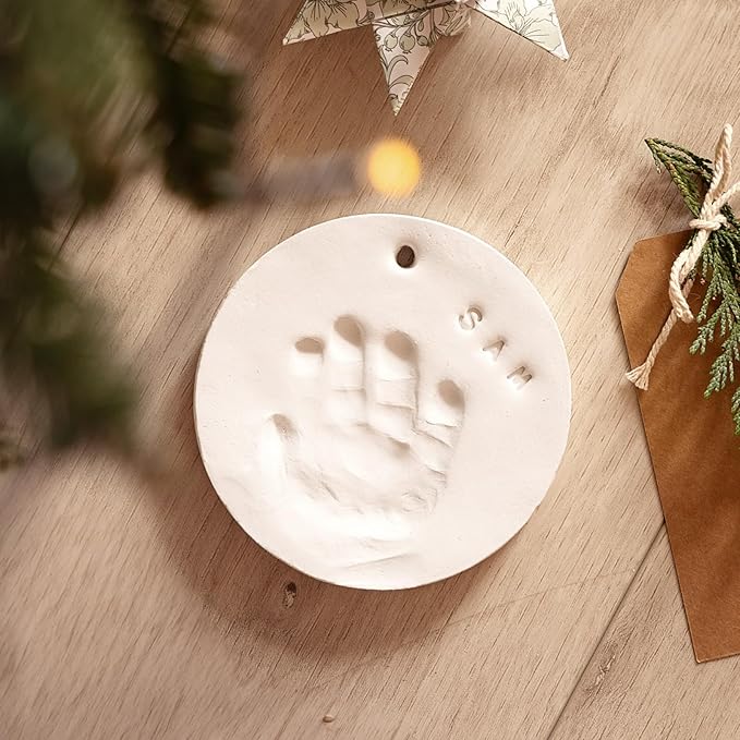 Baby Hand and Footprint Kit Girls, Boys - Personalized Baby Footprint Ornament Kit, Newborn Keepsake Gifts for New Mom, Easy to Use Handprint Makers, Cute Shower Gifts (Glaze Finish)-CubbioJoy