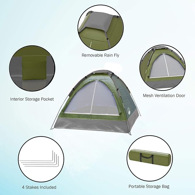 2-Person Dome Tent – Easy Set Up Shelter with Rain Fly and Carrying Bag for Camping-CubbioJoy