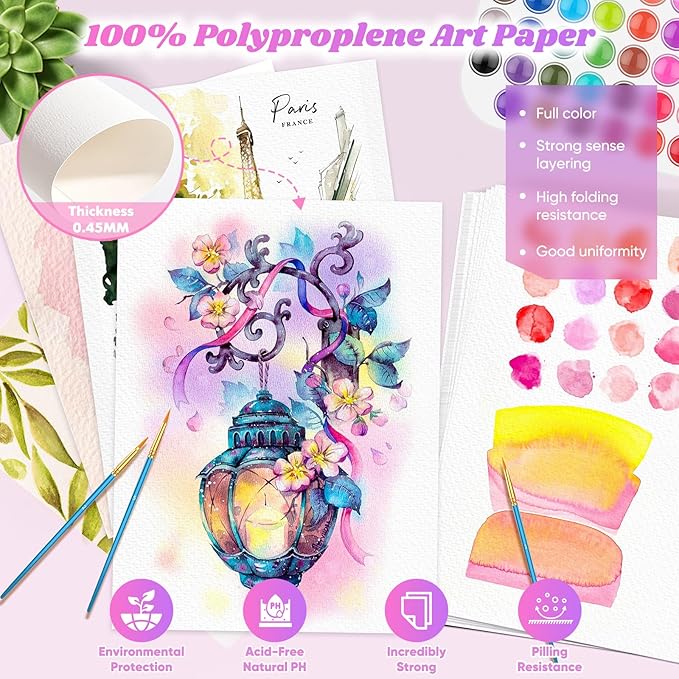 180 Sheets Watercolor Paper, Valentine Gift Cards, 5"x7" White Water Color Paper Bulk, 140lb/300gsm Artist Drawing Coloring Supplies for Adults, Watercolors, Paint Set, Canvas Painting, DIY Projects-CubbioJoy