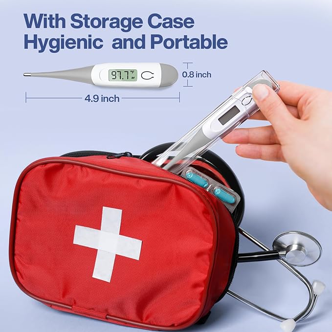 Boncare 10 Seconds Digital Thermometer for Adults and Kids - Accurate & Safe Rectal Thermometer for Baby with Fever Alarm, Oral Thermometer (Gray)-CubbioJoy