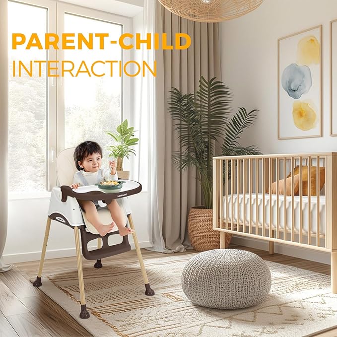 3 in 1 High Chairs for Babies and Toddlers, Convertible High Chair, High Chair with Foot Rest and Double Tray, Easy to Clean, Compact and Versatile, Perfect for Growing Kids, Cream-CubbioJoy