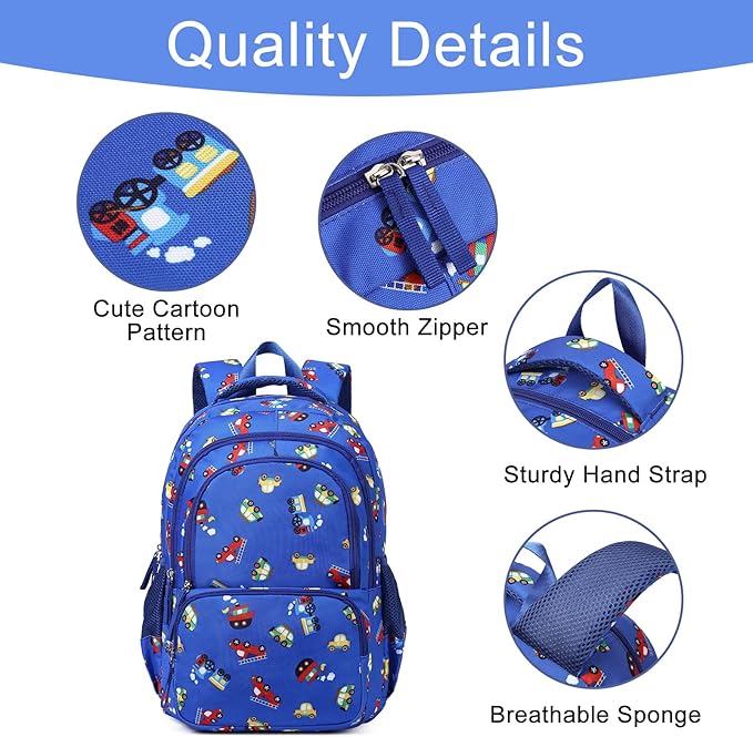 CLUCI Kids Backpack for Boys Bookbags Preschool Toddler Daycare School Bag Elementary Kindergarten Lightweight Waterproof Bluey Backpack Cars-CubbioJoy