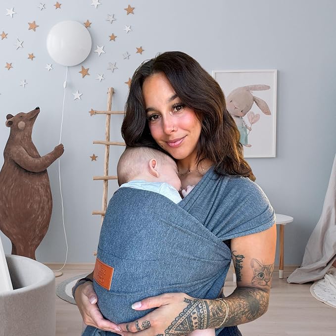 Baby Wrap Carrier - Premium Cotton Baby Carrier Wrap for Newborn to Toddler- Infant Carrier- Baby Holder One Size Fits All with Front Pocket (Grey) by Max&so-CubbioJoy