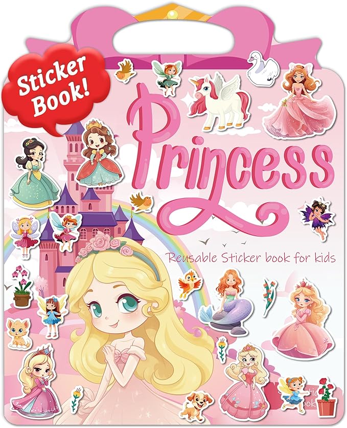 Benresive Reusable Sticker Book for Toddlers 2-4 Years, Fun Travel Stickers for Kids, Waterproof Sticker Books for Toddlers 1-3, Crafts Activities for Todddlers 1-3 2-4 3-5 - Princess-CubbioJoy