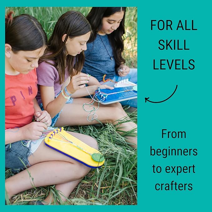 Choose Friendship Bracelet Making Kit – 20 Pre-Cut Threads, Portable Loom with Storage, Makes 8 Bracelets, Craft Gift for Kids Ages 8+, Blush Pink “Macaroon”-CubbioJoy