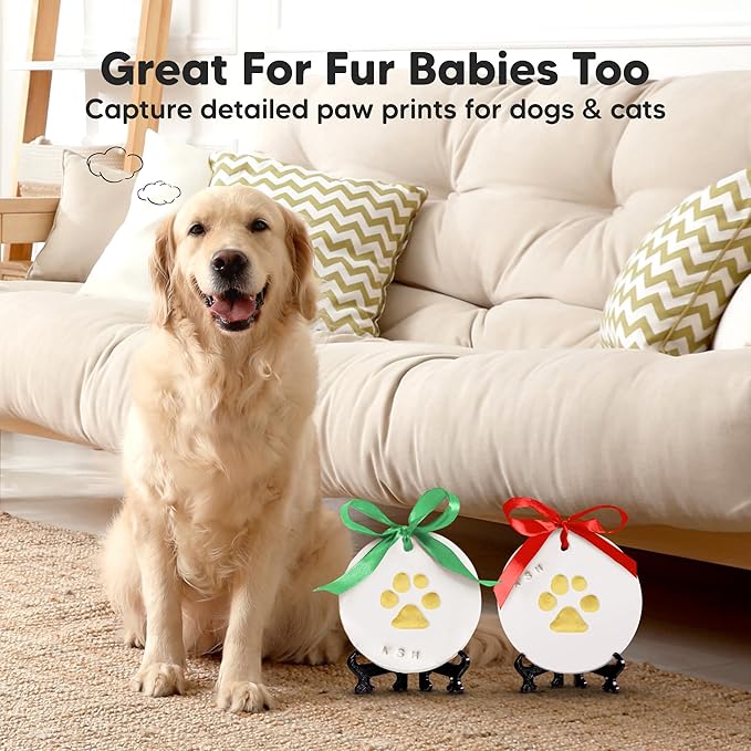 Baby Hand and Footprint Kit Girls, Boys - Personalized Baby Footprint Ornament Kit, Newborn Keepsake Gifts for New Mom, Easy to Use Handprint Makers,Cute Shower Gifts(Multi-Colored Paint)-CubbioJoy