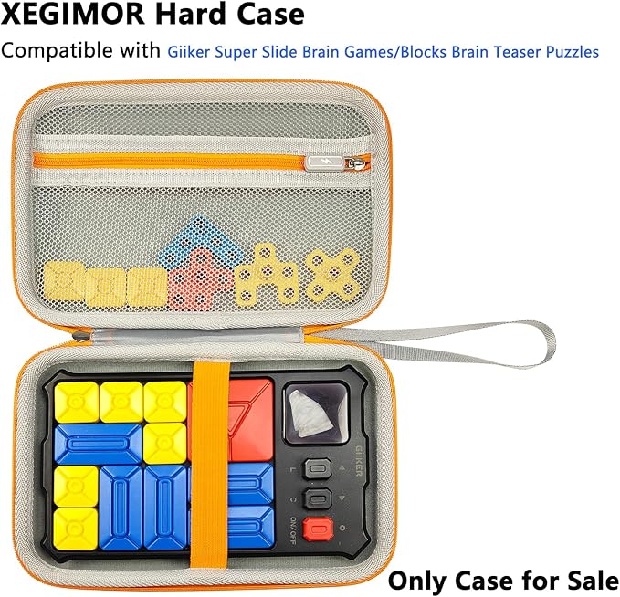 Case Compatible with Giiker Super Slide Brain Games, Protective Storage Bag Holder for Giiker Brain Teaser Puzzles Games Toys (Only Case) (Orange-Grey)-CubbioJoy