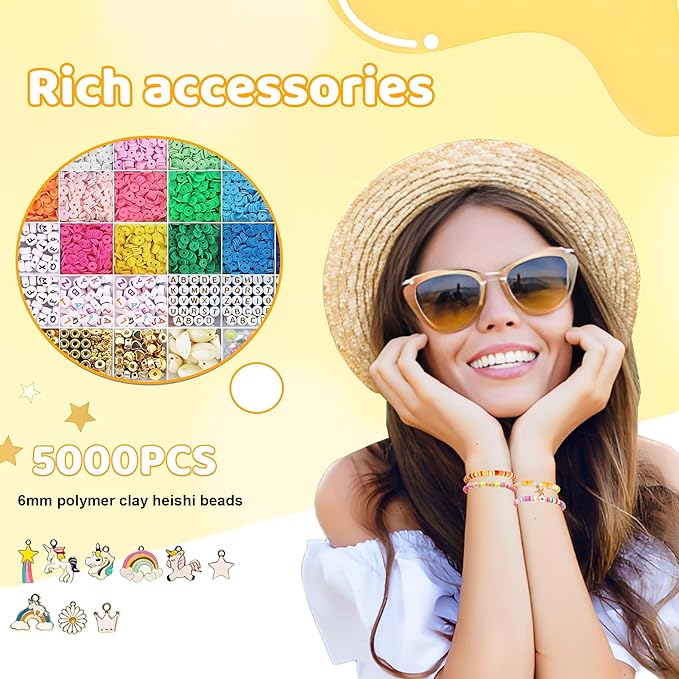 iumulinrui Friendship Bracelet Kit Concert Bracelets Merch, 5200 Pcs Clay Beads Bracelet Making Kit Tricolor Letter Bead, Jewelry Set with Pendant, DIY Craft Gifts Suitable for Beginners-CubbioJoy