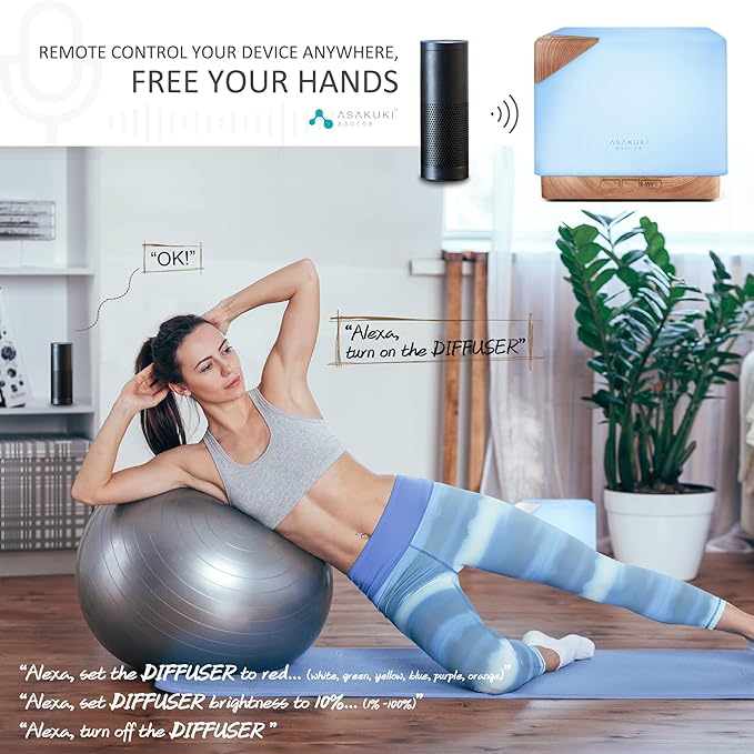 ASAKUKI Smart WiFi Essential Oil Aromatherapy Diffuser, Easy Connect with Alexa and Google Home Phone App Voice Control 700 ml Ultrasonic Diffuser, Create Schedules 7 LED Colors Humidifier-CubbioJoy