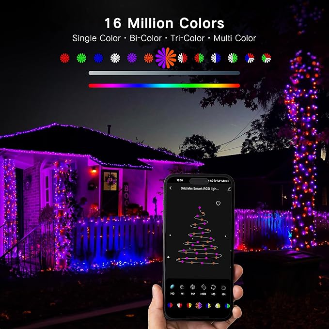 Brizled Smart Christmas Lights, 65ft 198 LED Color Changing Mini Lights, WiFi APP Controlled Xmas Tree Light, Dimmable Christmas Light Work with Alexa Google Home for Indoor Outdoor Year-Round Decor-CubbioJoy