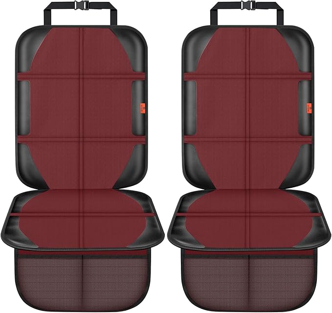 Car Seat Protector,2 Pack Automotive Seat Protectors Baby Carseat Pad Waterproof Durable 600D Fabric for Child Baby Car Seat Mat Vehicle Pet Cover 2 Storage Pockets (Wine Red)-CubbioJoy