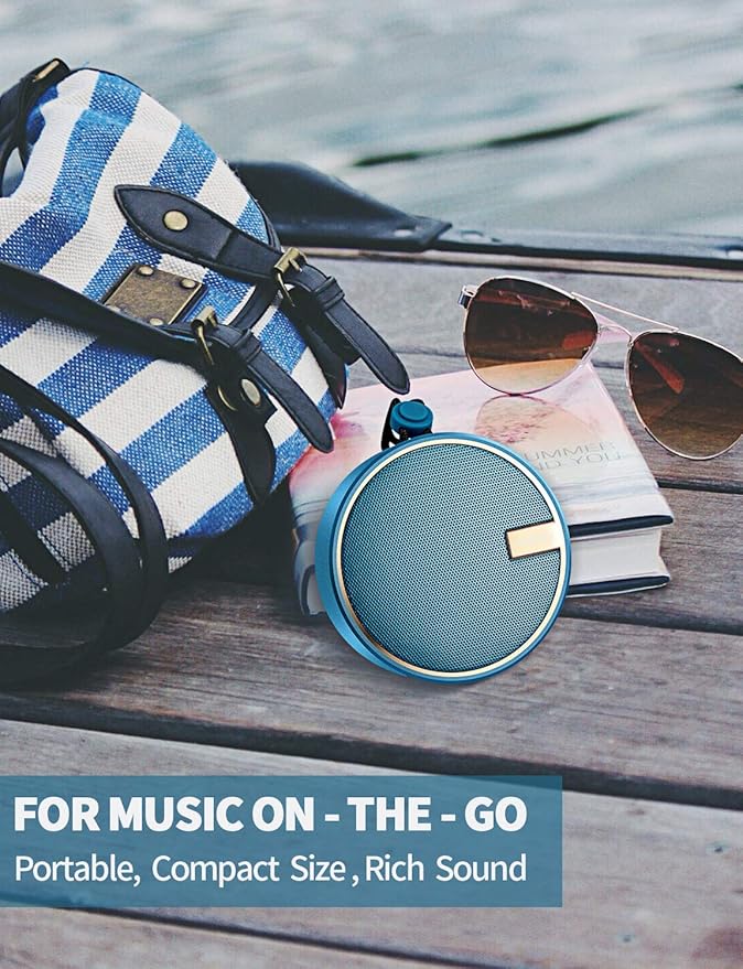 INSMY C12 IPX7 Waterproof Shower Bluetooth Speaker, Portable Small Speaker, Speakers Bluetooth Wireless Loud Clear Sound Support TF CSuard ction Cup for Outdoor Kayak Canoe Beach Gift (Navy)-CubbioJoy