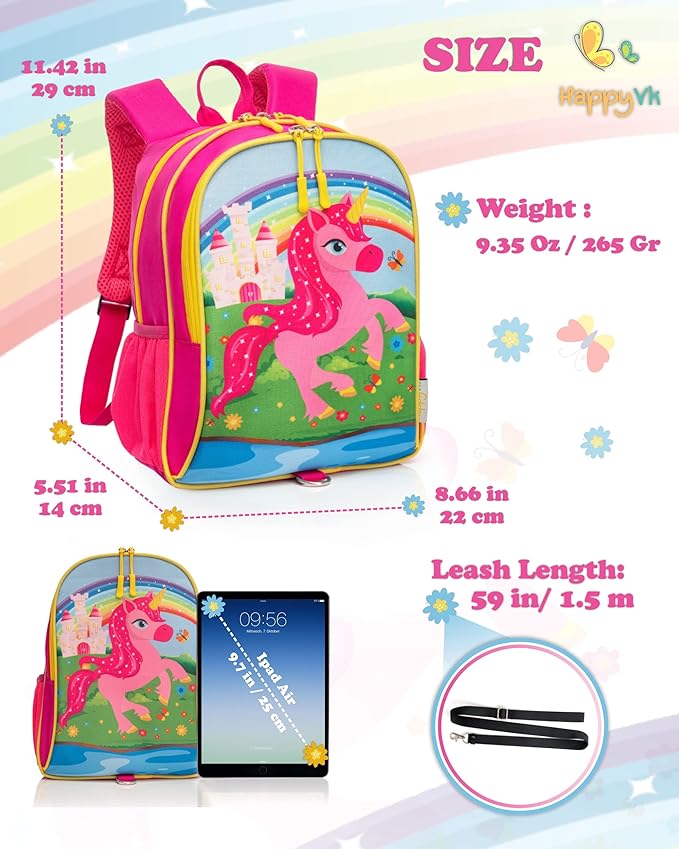 Backpack with Leash for Kids-Anti Lost Walking Toddler Leash-Unicorn design-for 1-4 Years Old Girls-CubbioJoy