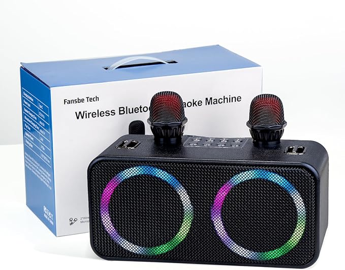 Karaoke Microphone Machines Kids Adults, Karaoke Machine Bluetooth Sound Effects, Bluetooth Wireless Speakers Kareokee Machine Light TF Card/USB Portable Home Party Outdoor/Indoor, Black-CubbioJoy