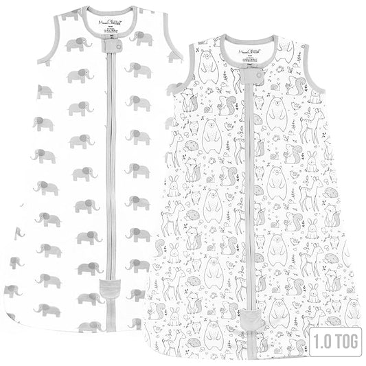 Baby Sleep Sack 1.0 TOG, Organic Cotton Baby Wearable Blanket with Two-Way Zipper, Swaddle Transition Baby Sleeping Bag, All-Season Sleep Sack for Newborn Infant Toddler Boy Girl, 2-Pack, 18-24 Month-CubbioJoy