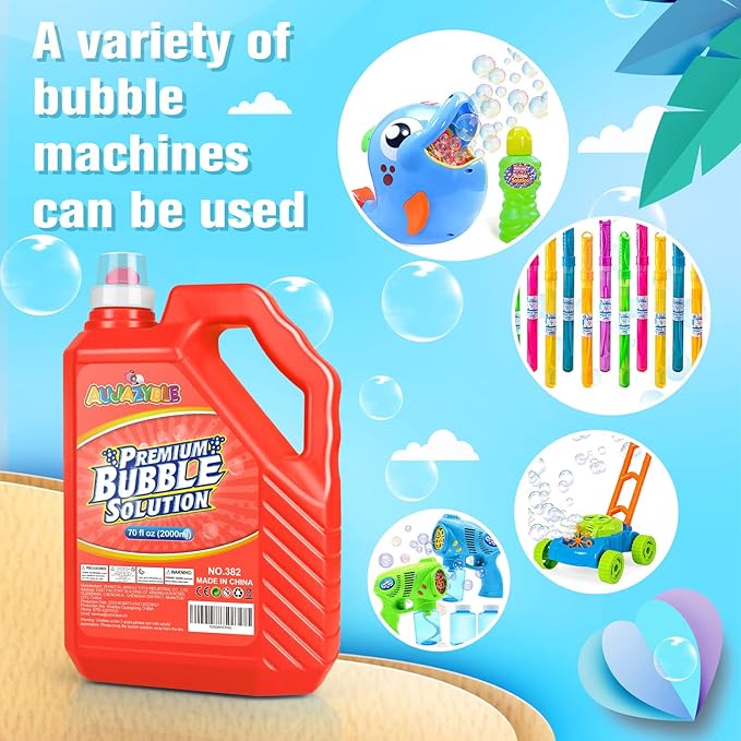 70 oz Bubbles Refills for Kids-Premixed Bubble Solution Refill Premium Bubble Liquid Bubble Juice for Bubble Machine/Wand/Blower at Wedding and Party | Kids Easy Grip Bottle-CubbioJoy