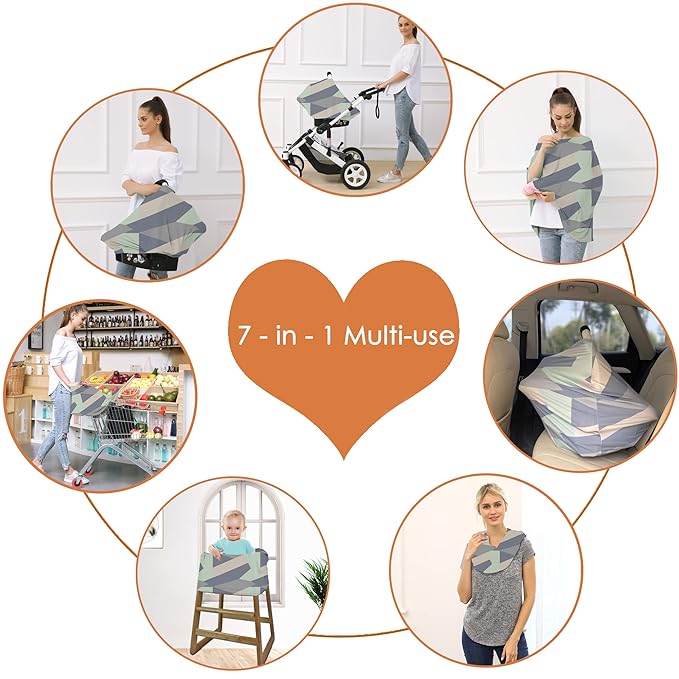 Carseat Cover for Boy and Girls - Multi-use Nursing Canopy for Breastfeeding, Stroller and High Chair Cover (Baby Green)-CubbioJoy