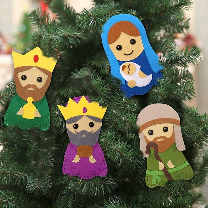 CiyvoLyeen Nativity Scene Craft Kit Christmas Ornaments DIY Kids Craft and Sew Kits for Girls and Boys Educational Beginners Sewing Set-CubbioJoy