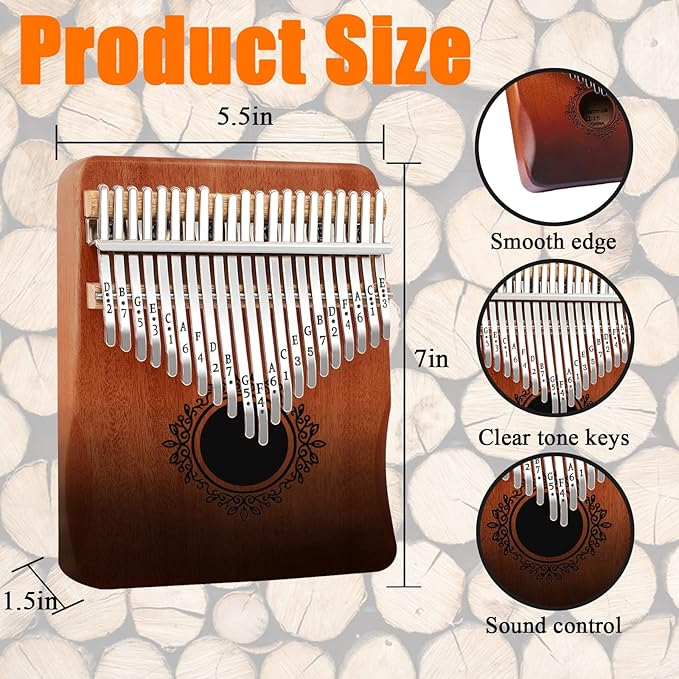 Kalimba 21 Keys Thumb Piano, Easy To Learn Portable Kalimba Thumb Piano With Beautiful Hard Packing Box, Gifts For Kids,Adult,Beginners,Professional-CubbioJoy