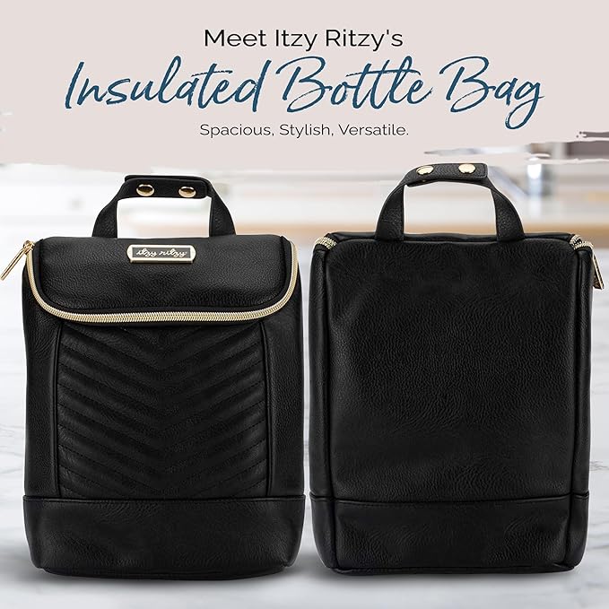 Itzy Ritzy Insulated Bottle Bag – Keeps Bottles Warm or Cool - Holds 3 Bottles and Features Interior Pocket For Ice Pack (Not Included), Jetsetter-CubbioJoy