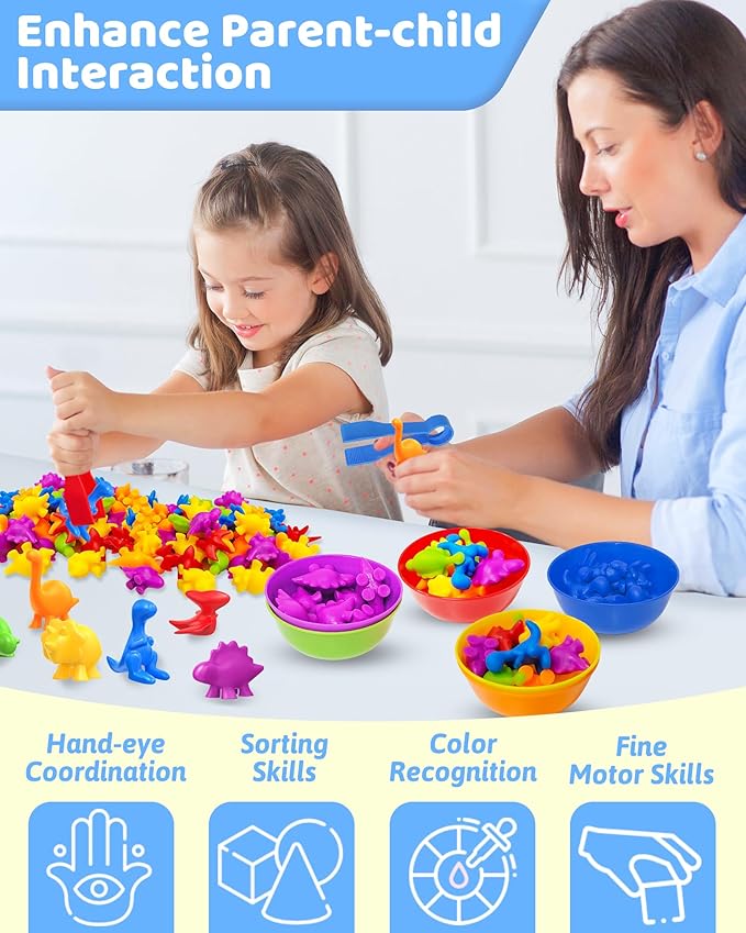Counting Dinosaurs Montessori Toys for 3 4 5 Years Old Boys Girls, Preschool Learning Activities Kindergarten Educational Sensory Toys Gifts for Kids Toddlers Ages 3-5, 4-8-CubbioJoy